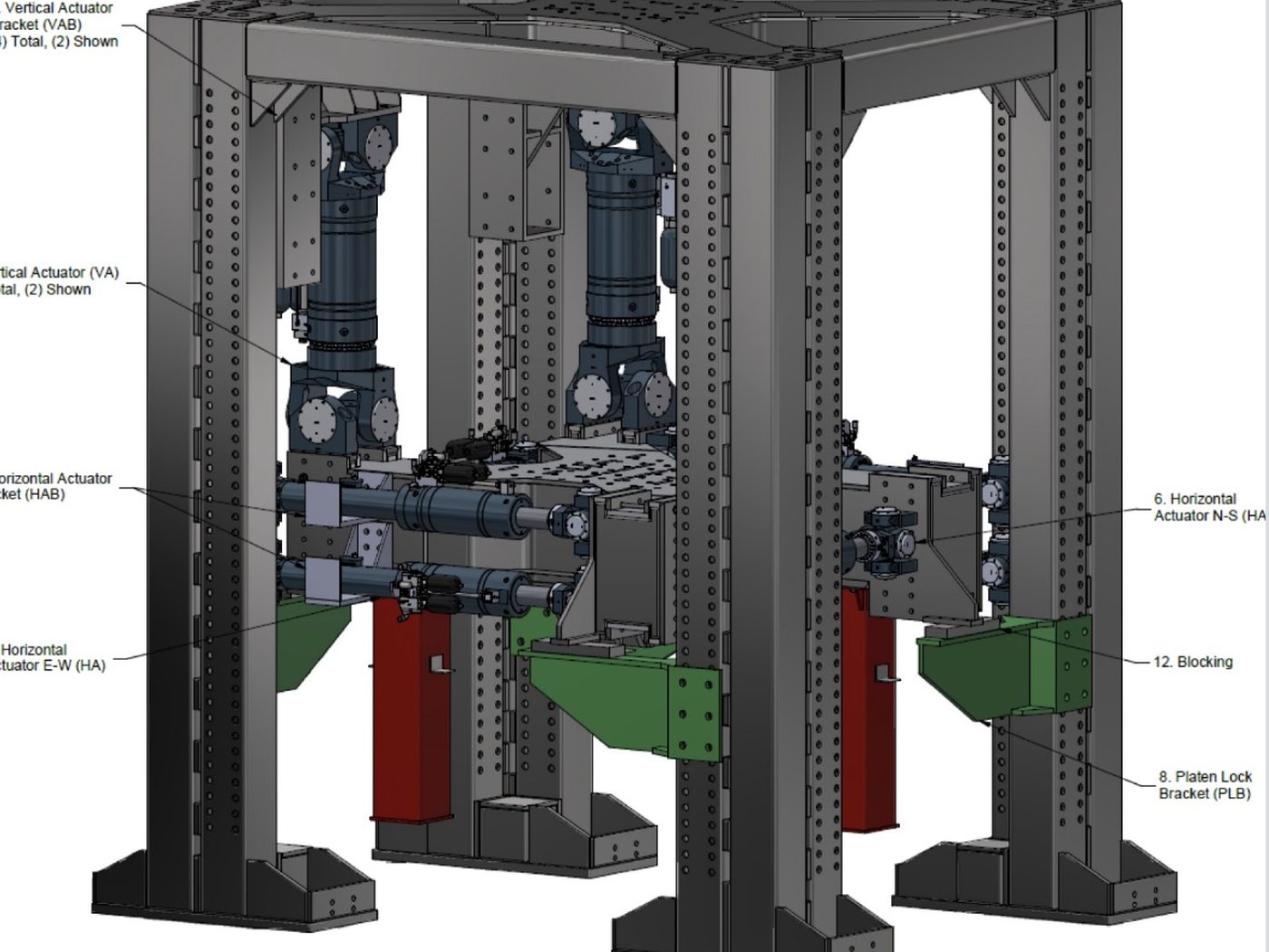Three-dimensional model of the actuator and column-base assembly