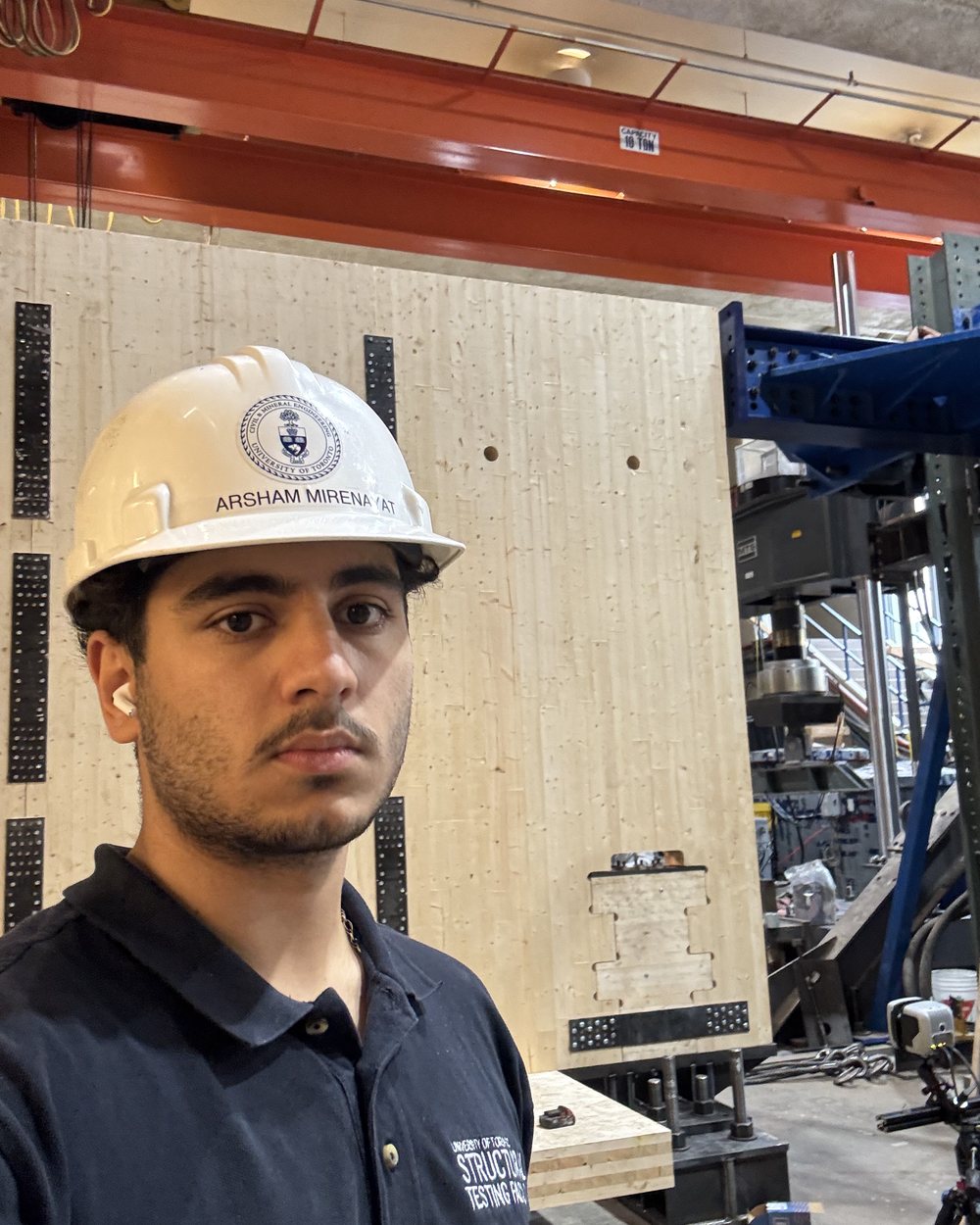 Arsham Mirenayat at the Structural Testing Facilities