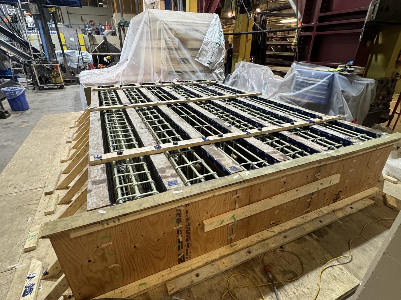 Reinforcement and formwork ready for a panel pour