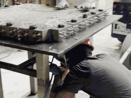 Placing and consolidating concrete during Pour 1