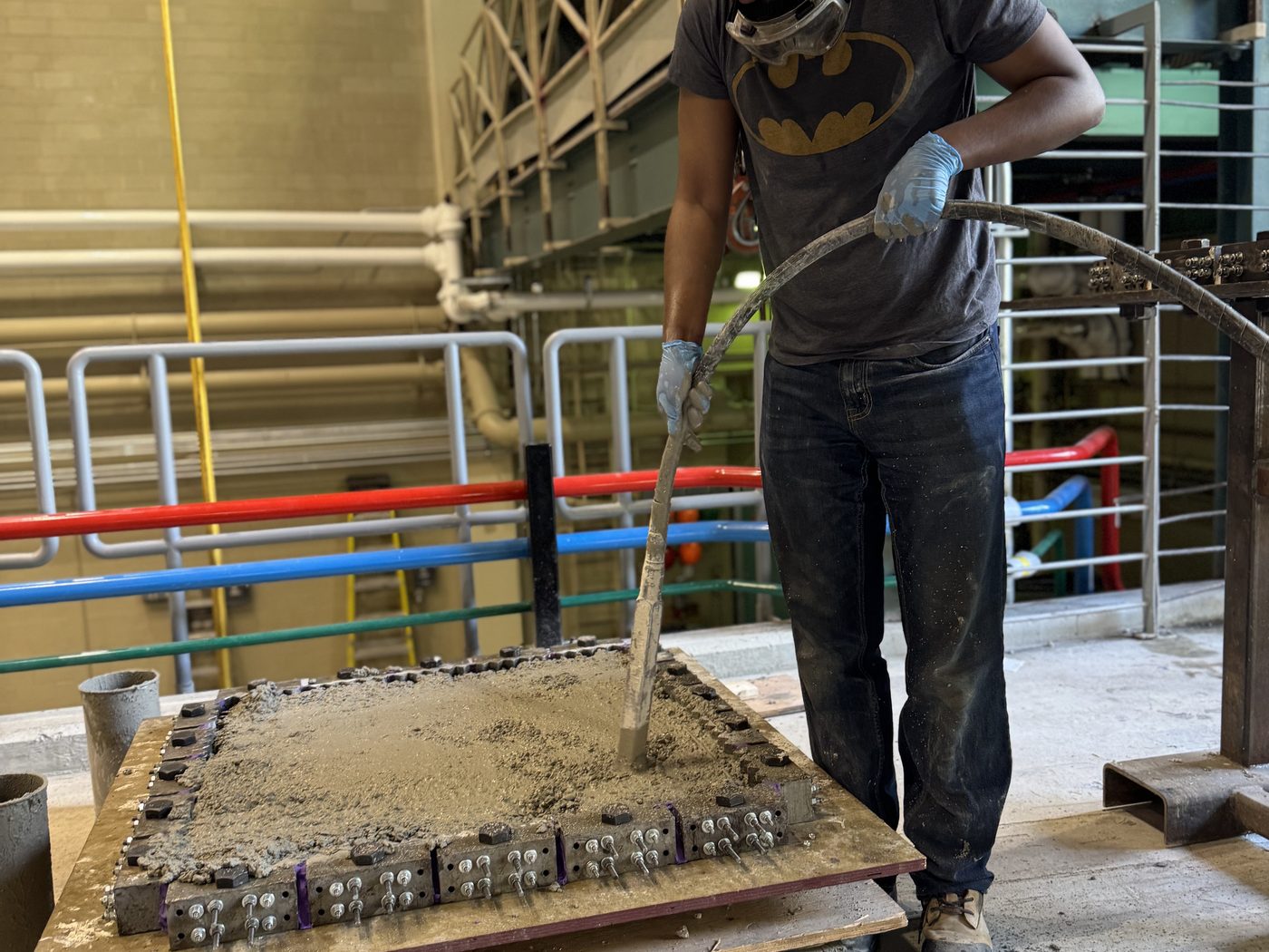 Placing concrete into the panel formwork