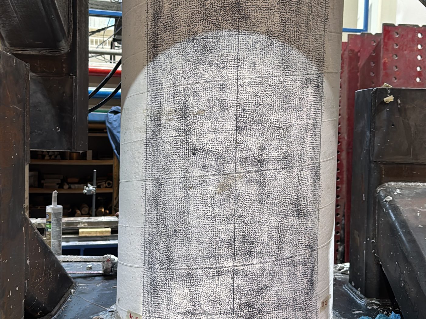Cracked and sealed specimen surface prepared for leakage measurement